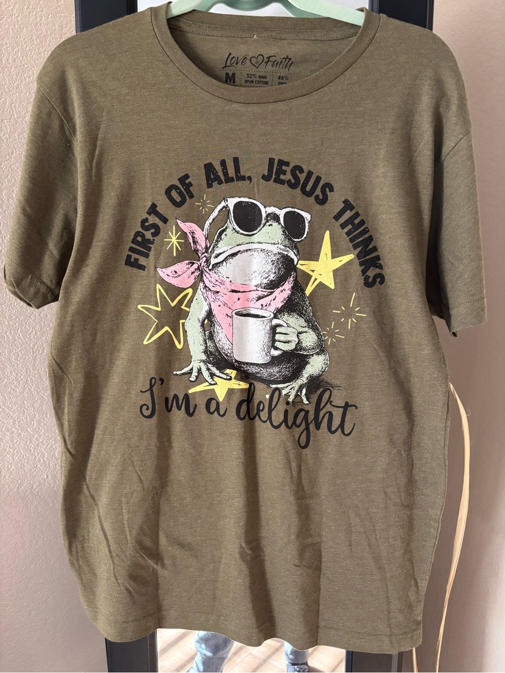 Love & Faith Olive Green Frog Graphic Tee